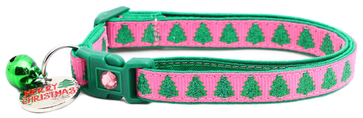 Glittering Christmas Trees Breakaway Cat Collar Pugs2Persians