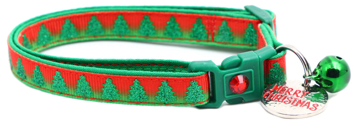 Glittering Christmas Trees Breakaway Cat Collar Pugs2Persians