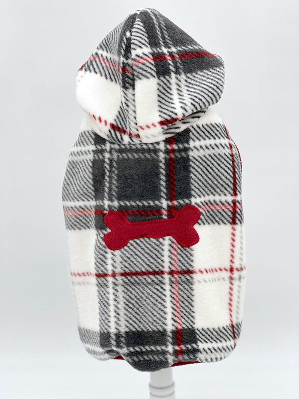 "Snowy Roads" Luxe Fleece Blanket Hoodie in Lodge Plaid DoggieCoutureNY