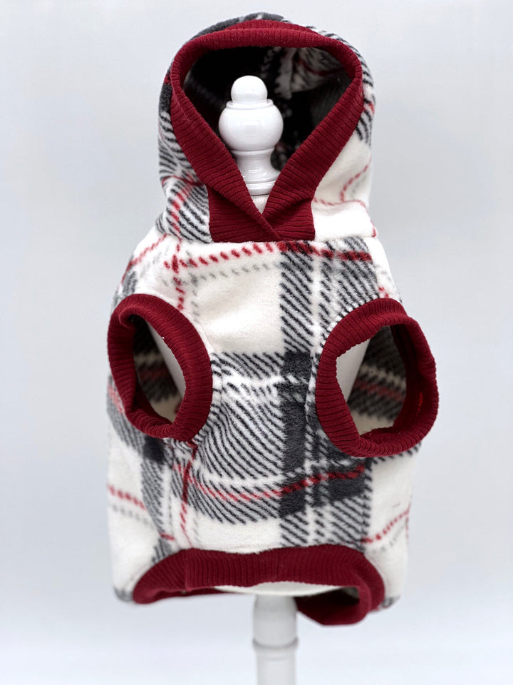 "Snowy Roads" Luxe Fleece Blanket Hoodie in Lodge Plaid DoggieCoutureNY