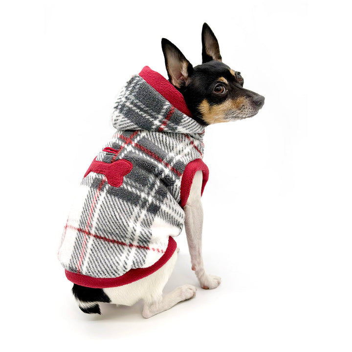 "Snowy Roads" Luxe Fleece Blanket Hoodie in Lodge Plaid DoggieCoutureNY