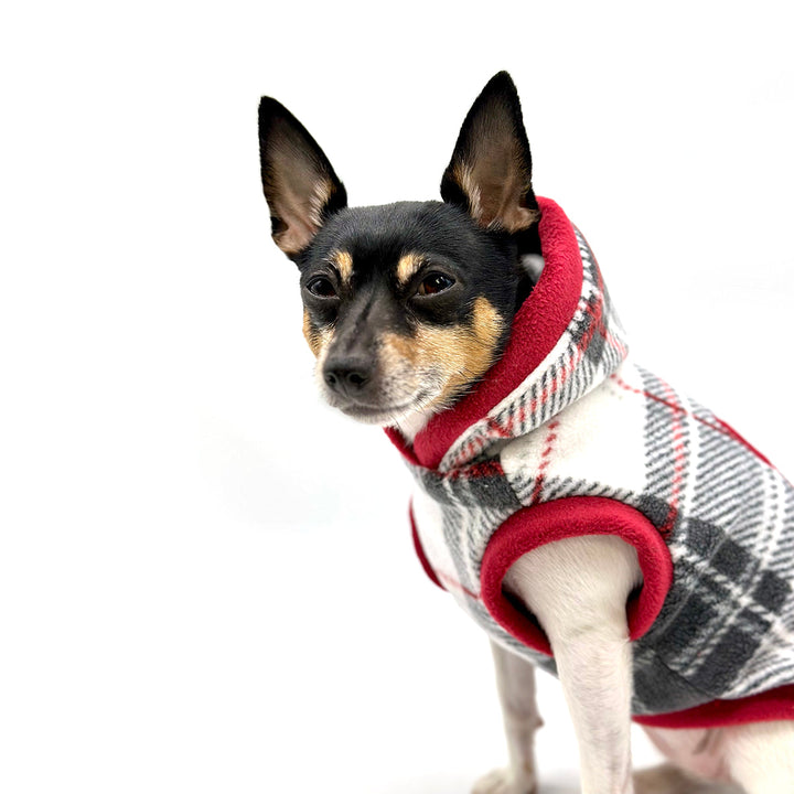 "Snowy Roads" Luxe Fleece Blanket Hoodie in Lodge Plaid DoggieCoutureNY