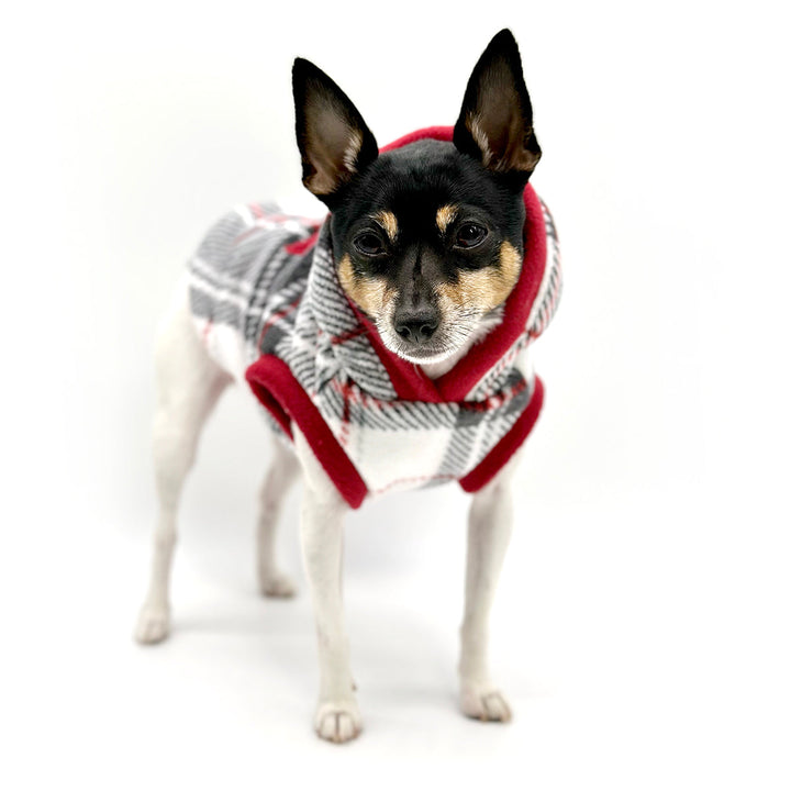 "Snowy Roads" Luxe Fleece Blanket Hoodie in Lodge Plaid DoggieCoutureNY