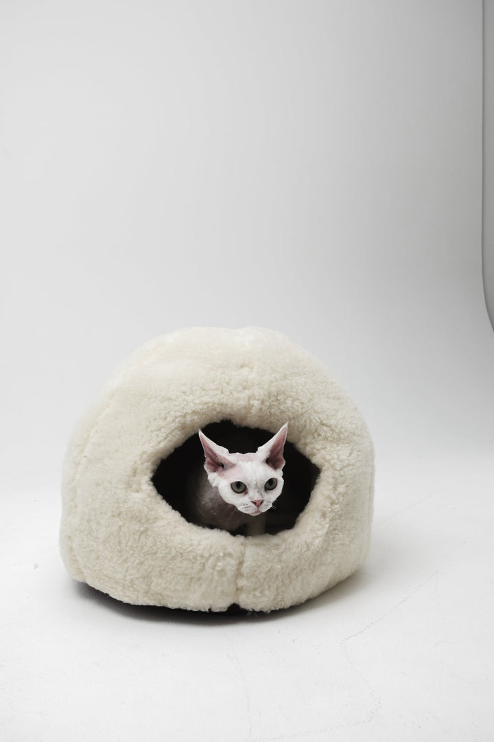 Nest Natural Woolen Pet Bed - White-3