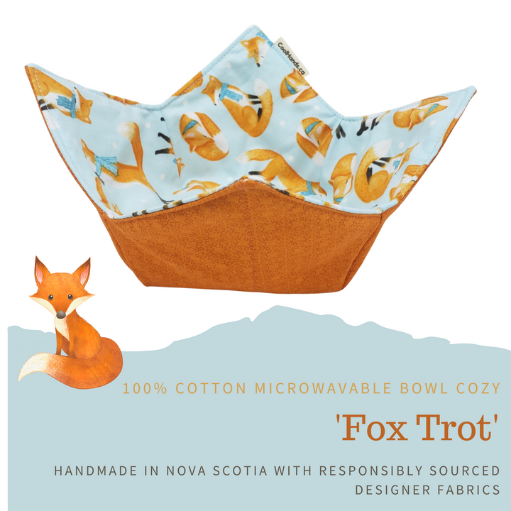 100% Cotton Microwavable Bowl Cozy - Fox Trot-0