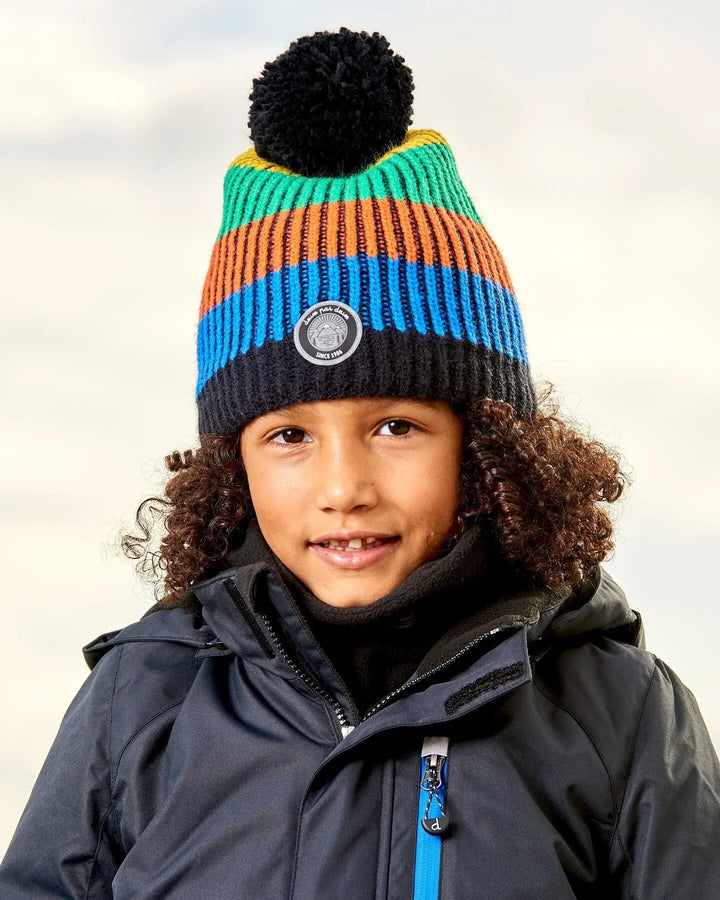 Knit Hat Multicolor With Black Pompom-2
