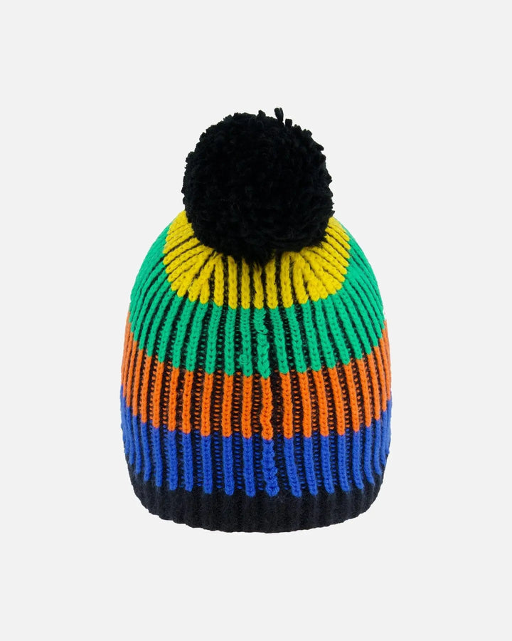 Knit Hat Multicolor With Black Pompom-3
