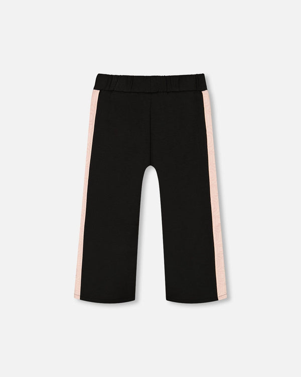 Cropped Wide Leg Pant With Contrast Band Black-0