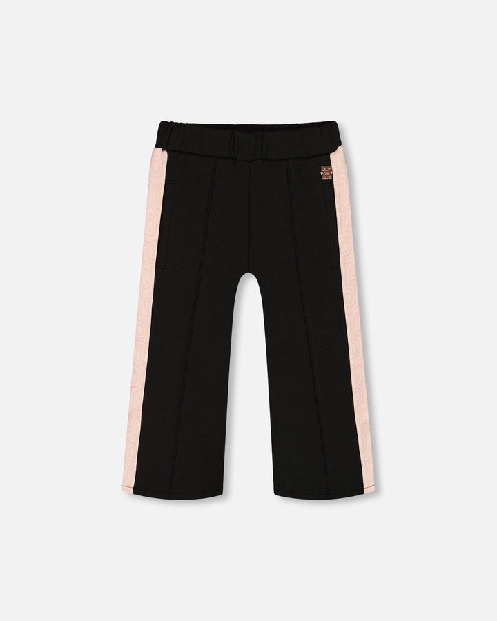 Cropped Wide Leg Pant With Contrast Band Black-3