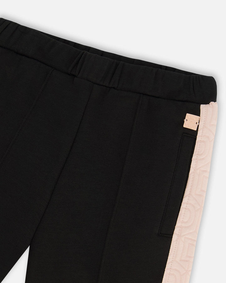 Cropped Wide Leg Pant With Contrast Band Black-4