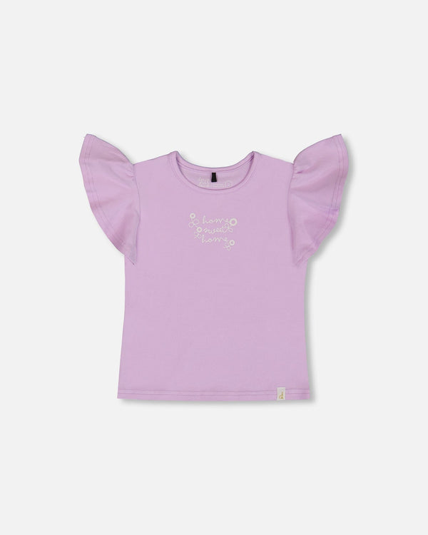 Flutter Sleeve Top With Print Lilac-0