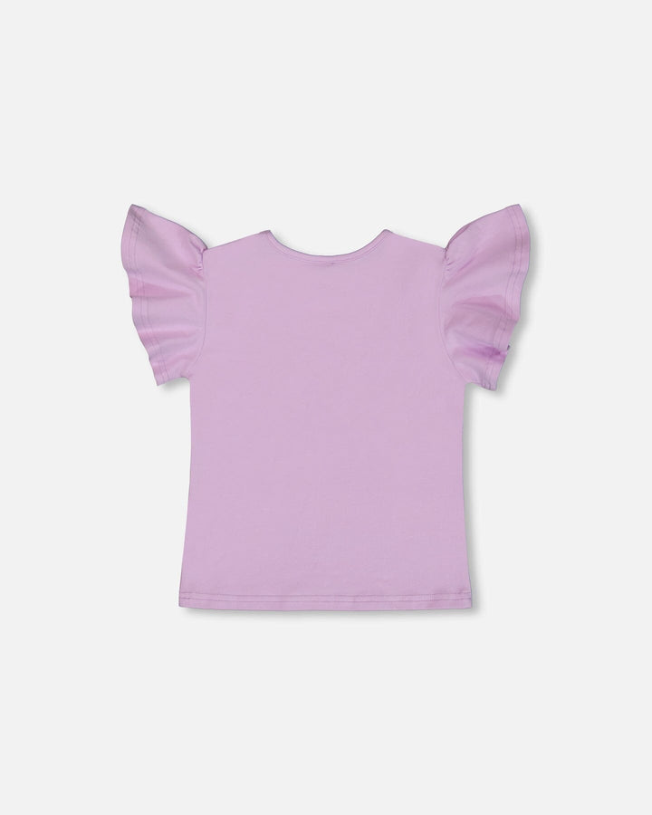 Flutter Sleeve Top With Print Lilac-2