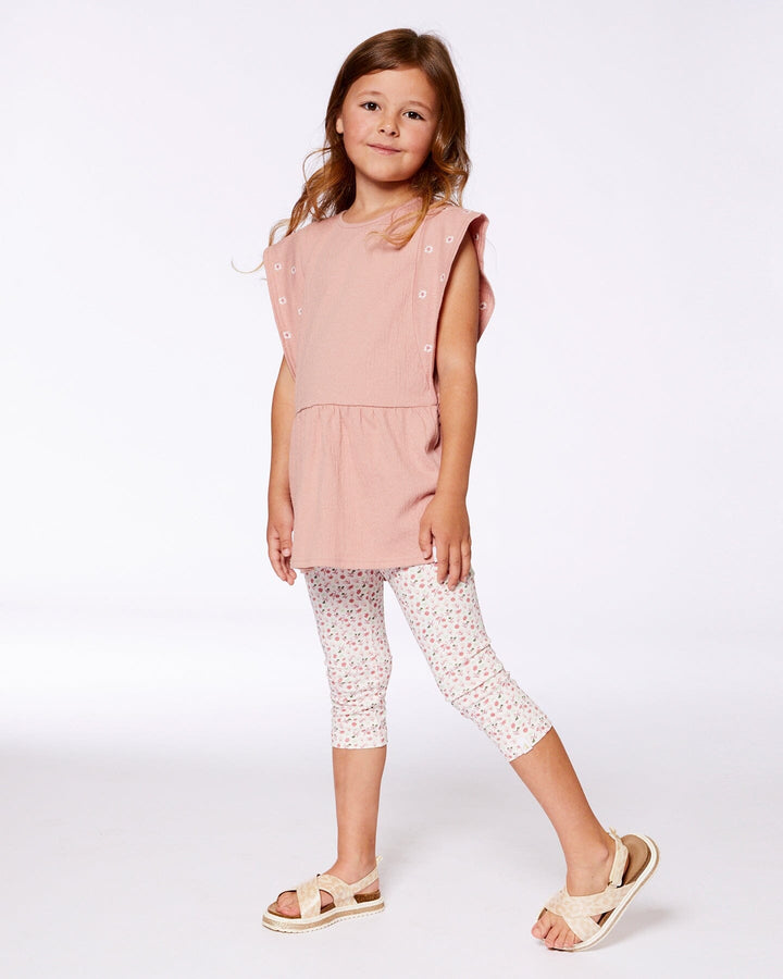 Crinkle Jersey Tunic With Embroidery Dark Old Pink Deux par Deux