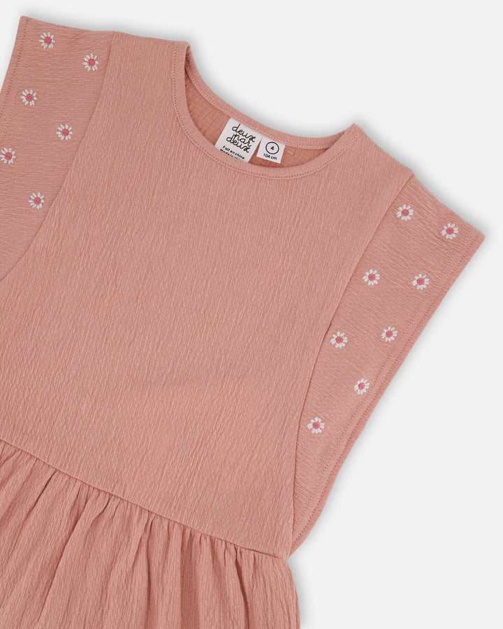 Crinkle Jersey Tunic With Embroidery Dark Old Pink Deux par Deux