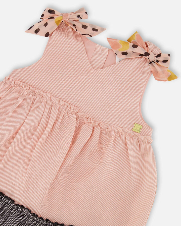Tiered Dress With Bows Pink And Black-4