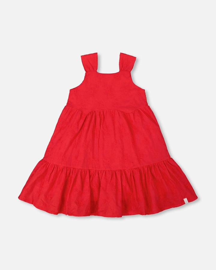 Multi-Tiered Eyelet Dress Red Deux par Deux