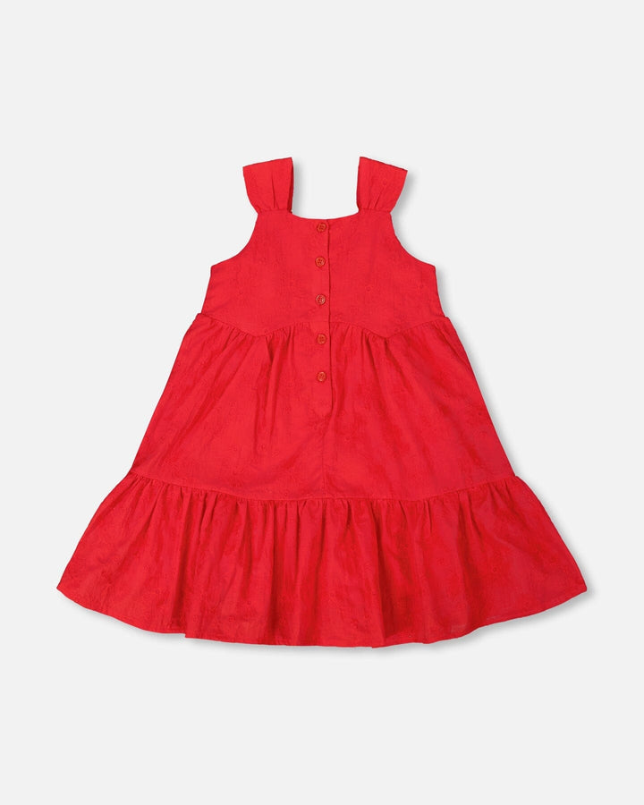 Multi-Tiered Eyelet Dress Red Deux par Deux