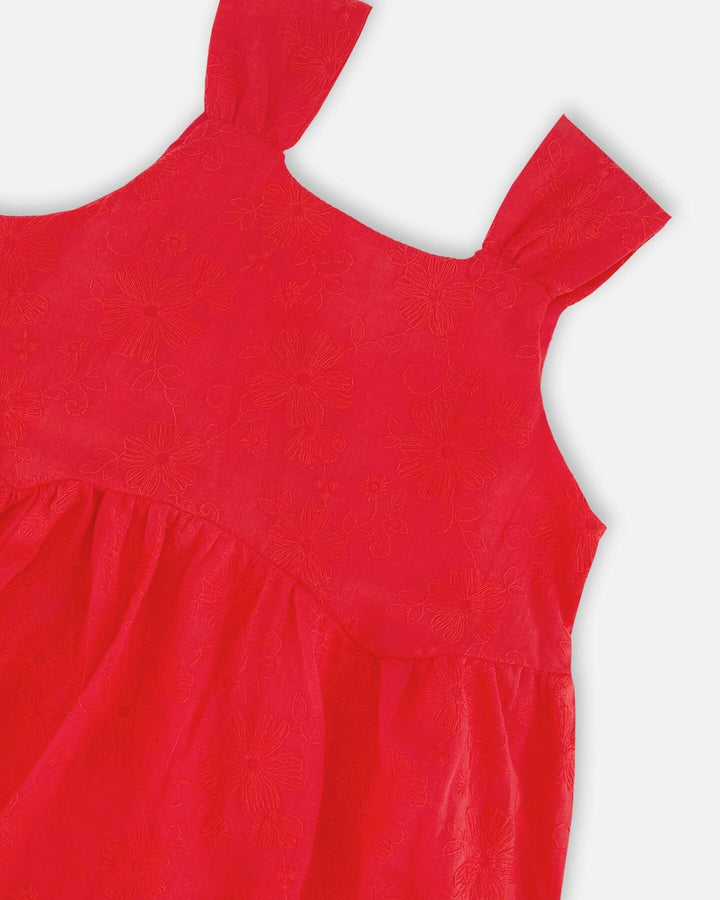 Multi-Tiered Eyelet Dress Red Deux par Deux