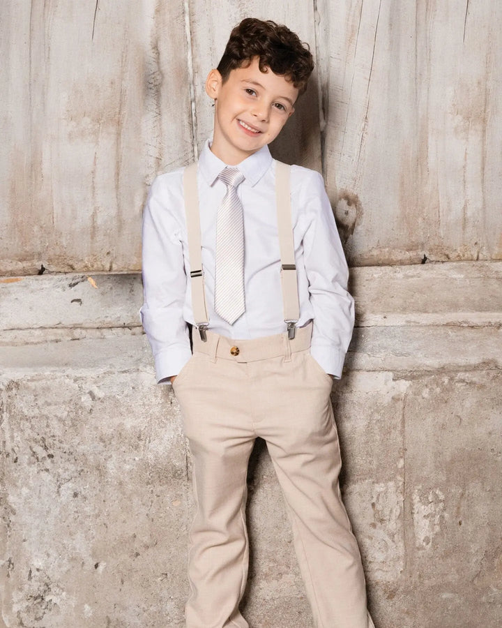 Neck Tie Light Taupe Striped-1