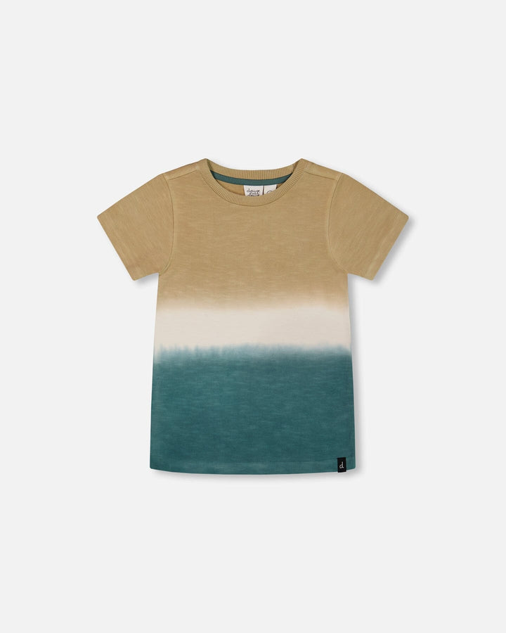 Short Sleeve Tee Gradient Beige And Teal Deux par Deux