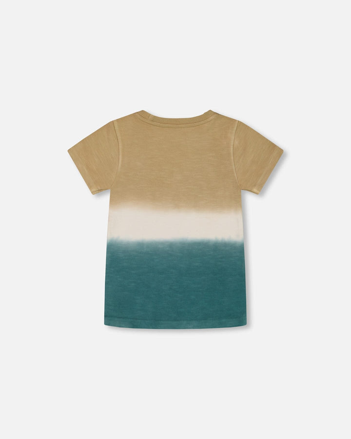 Short Sleeve Tee Gradient Beige And Teal Deux par Deux