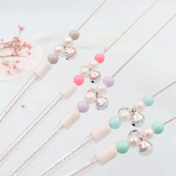 Colorful Pom Pom Cat Teaser Wand with Bell Toy My Store