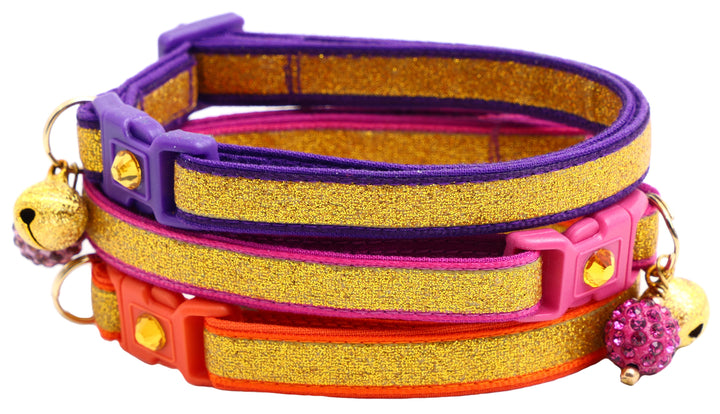 Gold Glitter Breakaway Cat Collar Pugs2Persians
