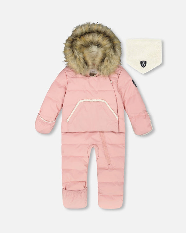 One-Piece Baby Snug Snowsuit Designed For Car Seat Pink-0