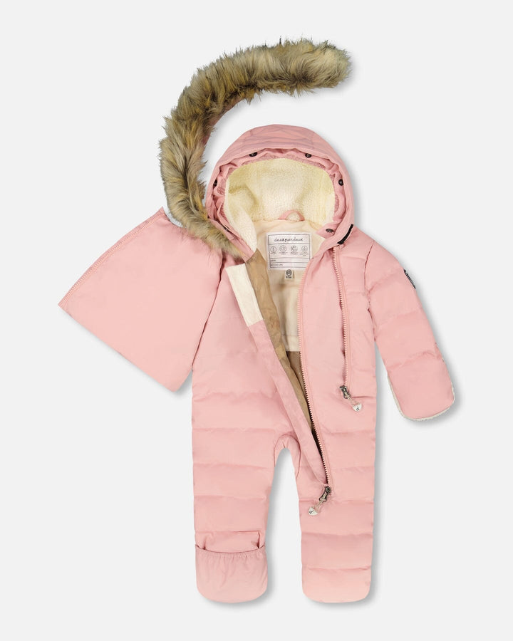 One-Piece Baby Snug Snowsuit Designed For Car Seat Pink-2