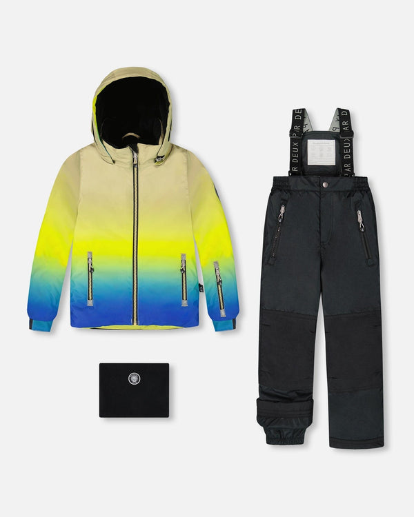 Two-Piece Play Snowsuit With Gradient Jacket Black-0