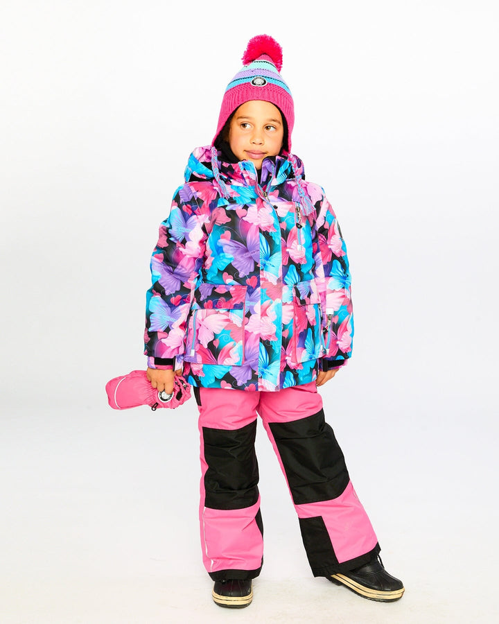 Two-Piece Play Snowsuit Flash Coral With Butterfly Print Jacket-1