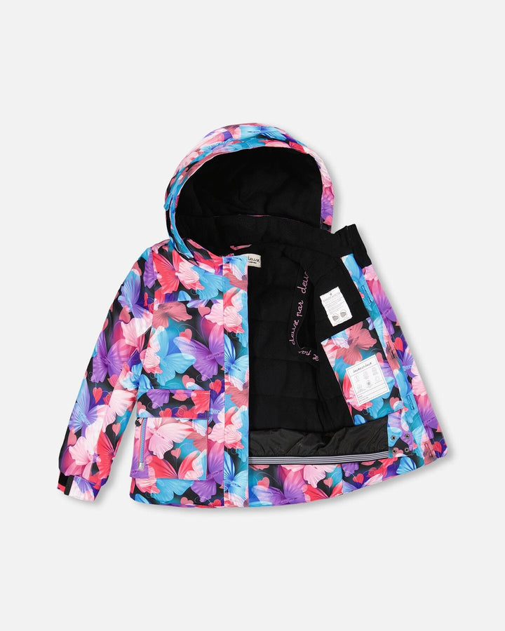 Two-Piece Play Snowsuit Flash Coral With Butterfly Print Jacket-2