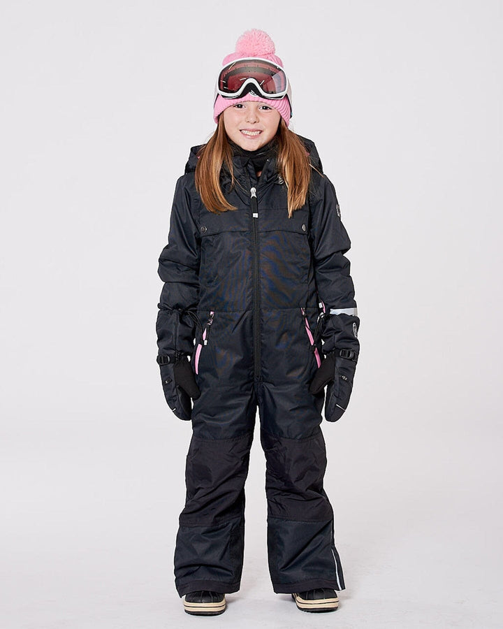 One-Piece Teknik Snowsuit Black With Pink Deux par Deux