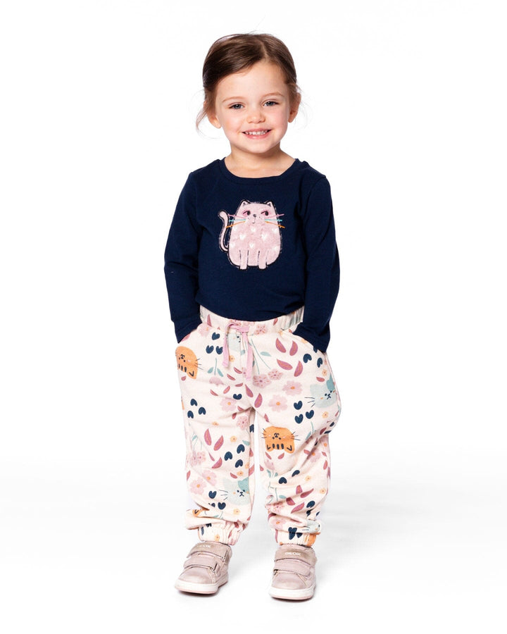Organic Cotton T-Shirt Dark Blue With Cat-1