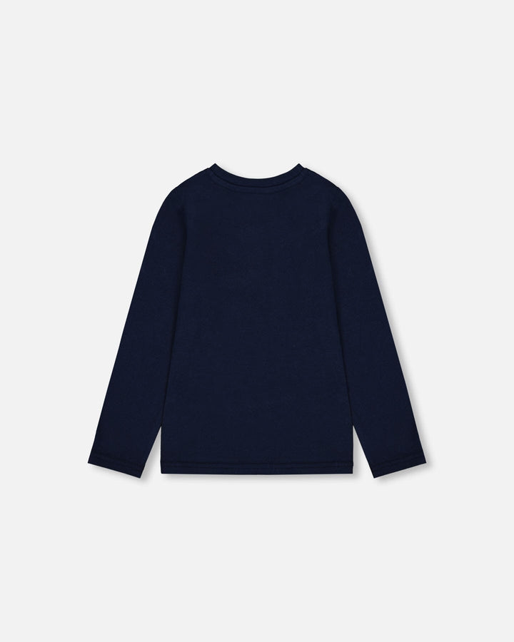 Organic Cotton T-Shirt Dark Blue With Cat-2