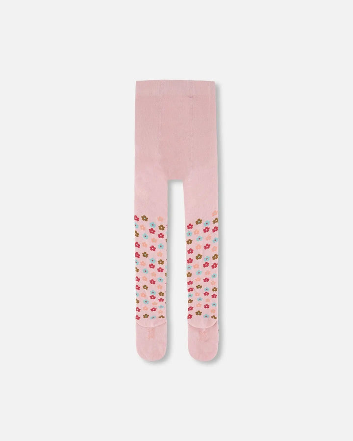 Knit Tights Light Pink With Flowers-2