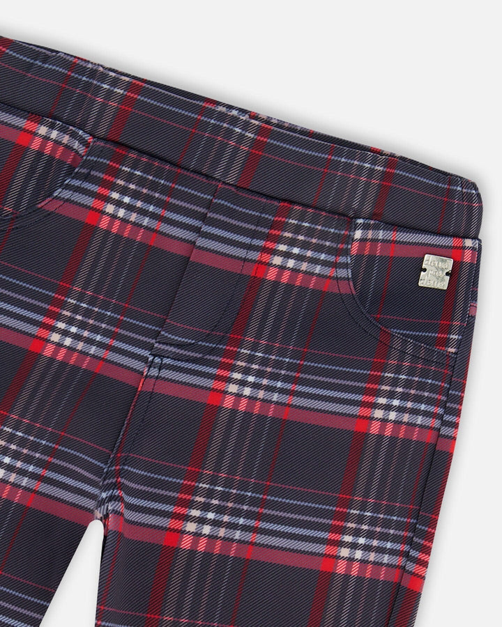 Milano Treggings Red And Navy Plaid-3