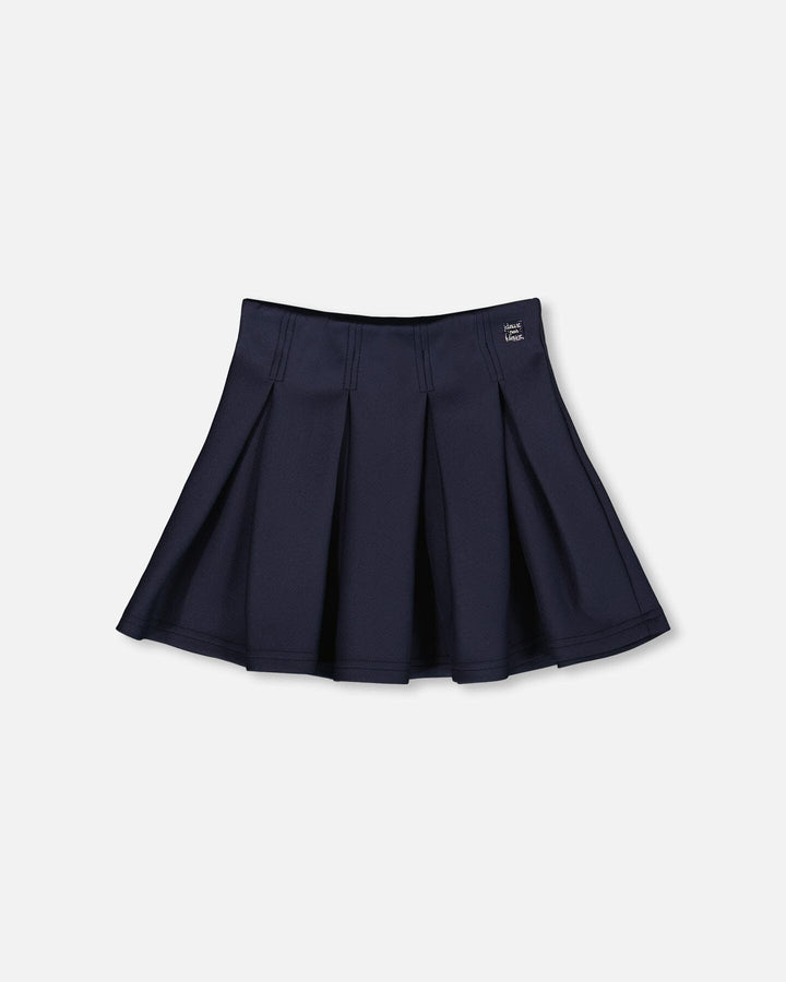 Pleated Milano Skirt Navy Blue Deux par Deux