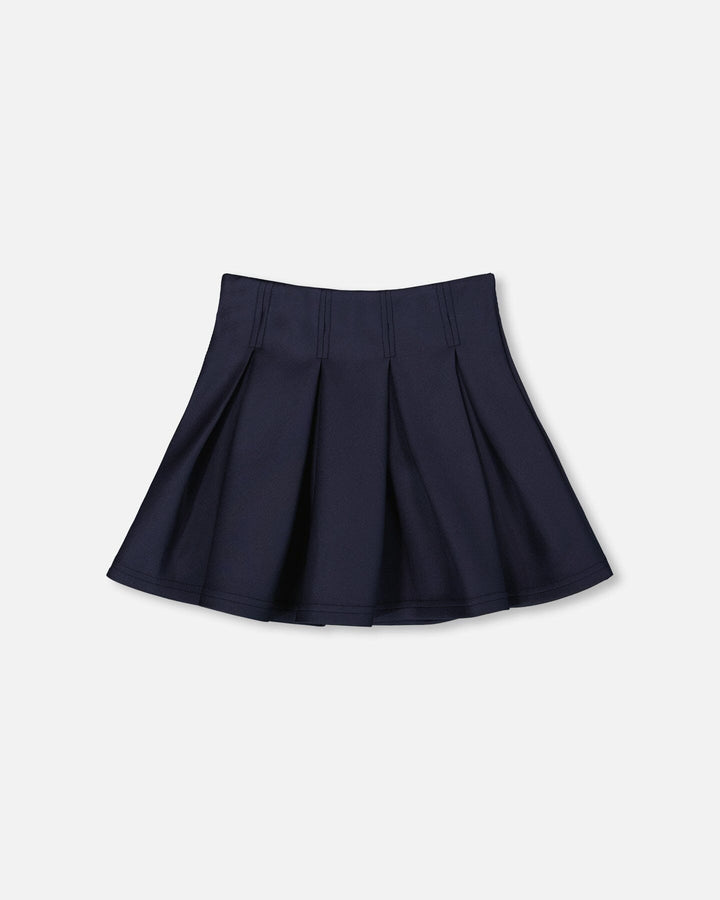 Pleated Milano Skirt Navy Blue Deux par Deux