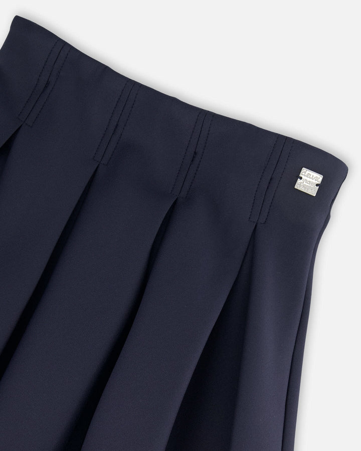 Pleated Milano Skirt Navy Blue Deux par Deux