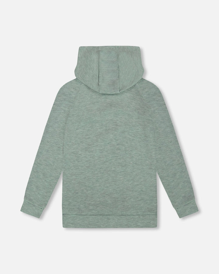 Hooded Tunic Sage Green With Owl Print Deux par Deux