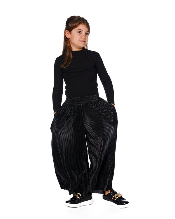 Wide Leg Pleated Pants Black Deux par Deux
