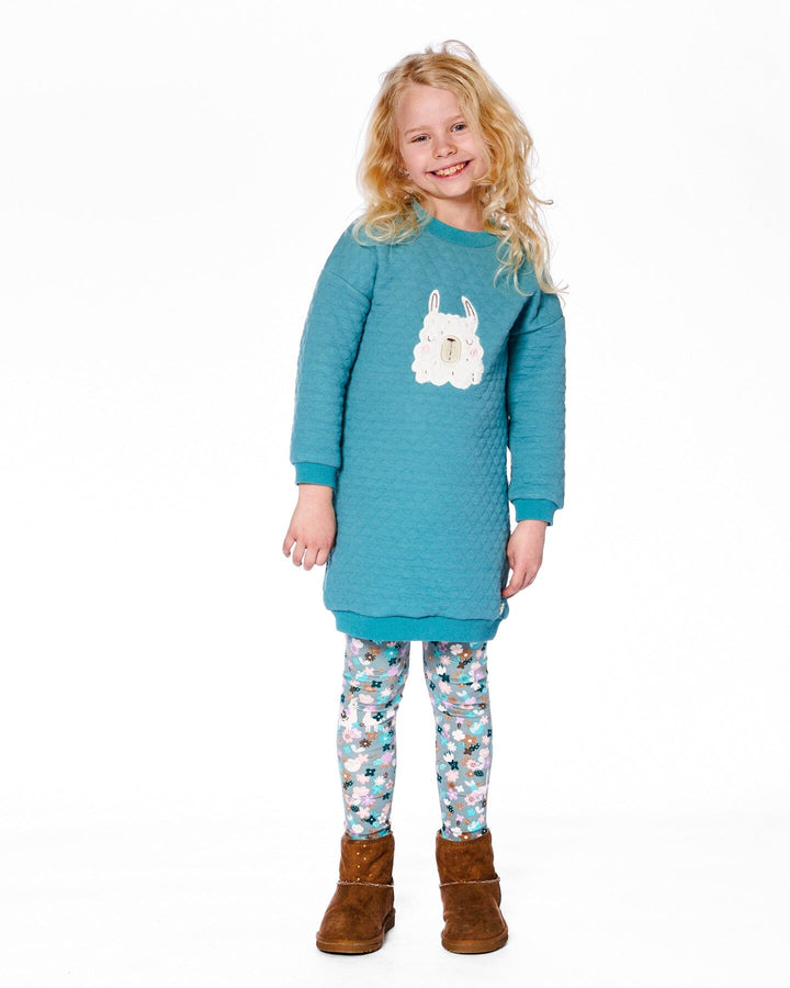 Quilted Tunic Dress Turquoise Blue-1