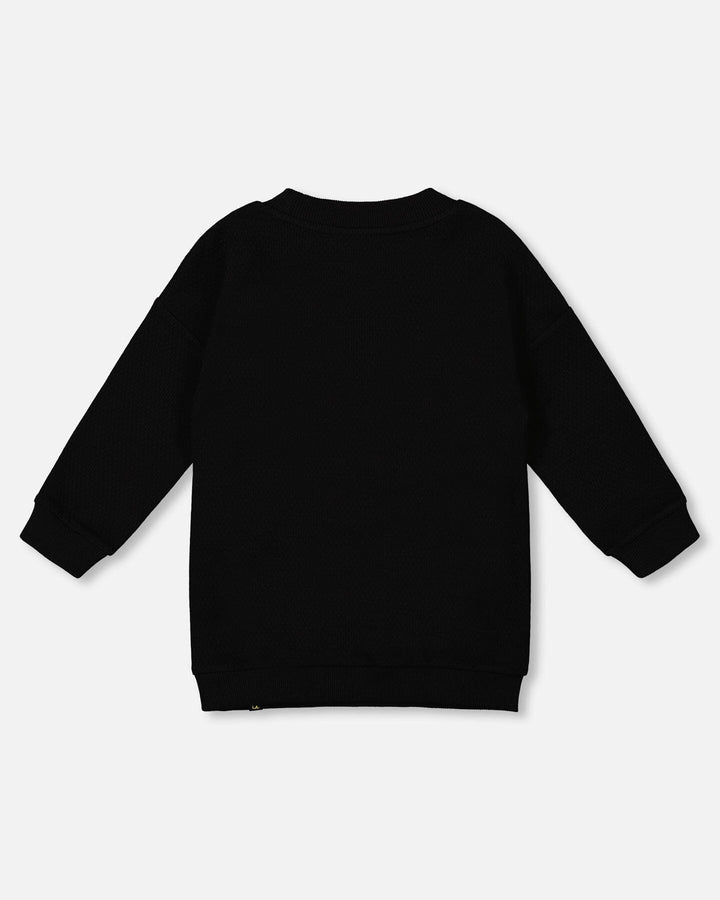 Fleece Jacquard Tunic Black With Heart Applique Deux par Deux