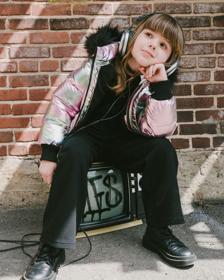 Multicolor Metallic Quilted Bomber-Style Winter Coat-2