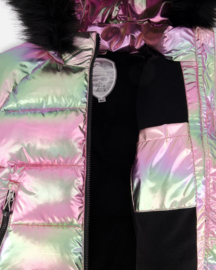 Multicolor Metallic Quilted Bomber-Style Winter Coat-4
