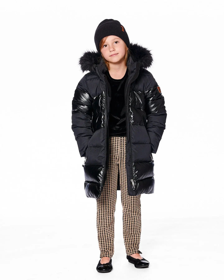 Long Metallic Puffy Coat Black-3