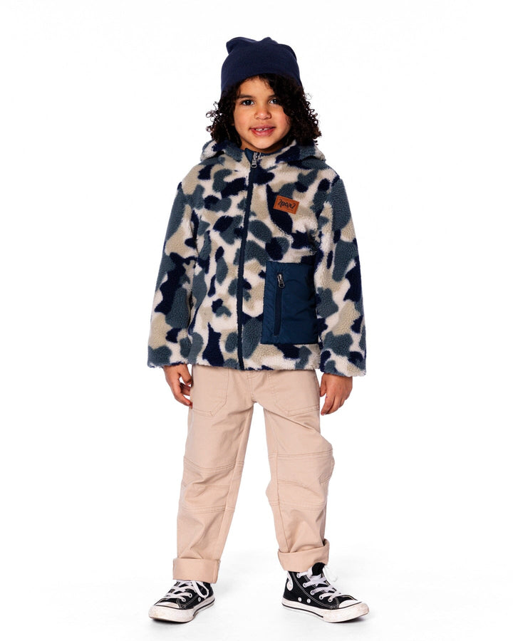 Reversible Mid-Season Sherpa Jacket Blue Camo-1