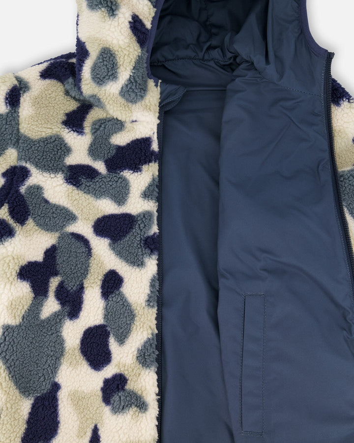 Reversible Mid-Season Sherpa Jacket Blue Camo-2