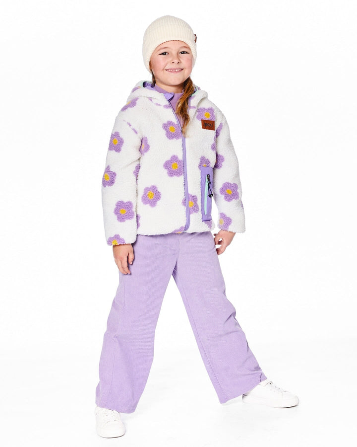 Reversible Mid-Season Sherpa Jacket Lavender Flower-1
